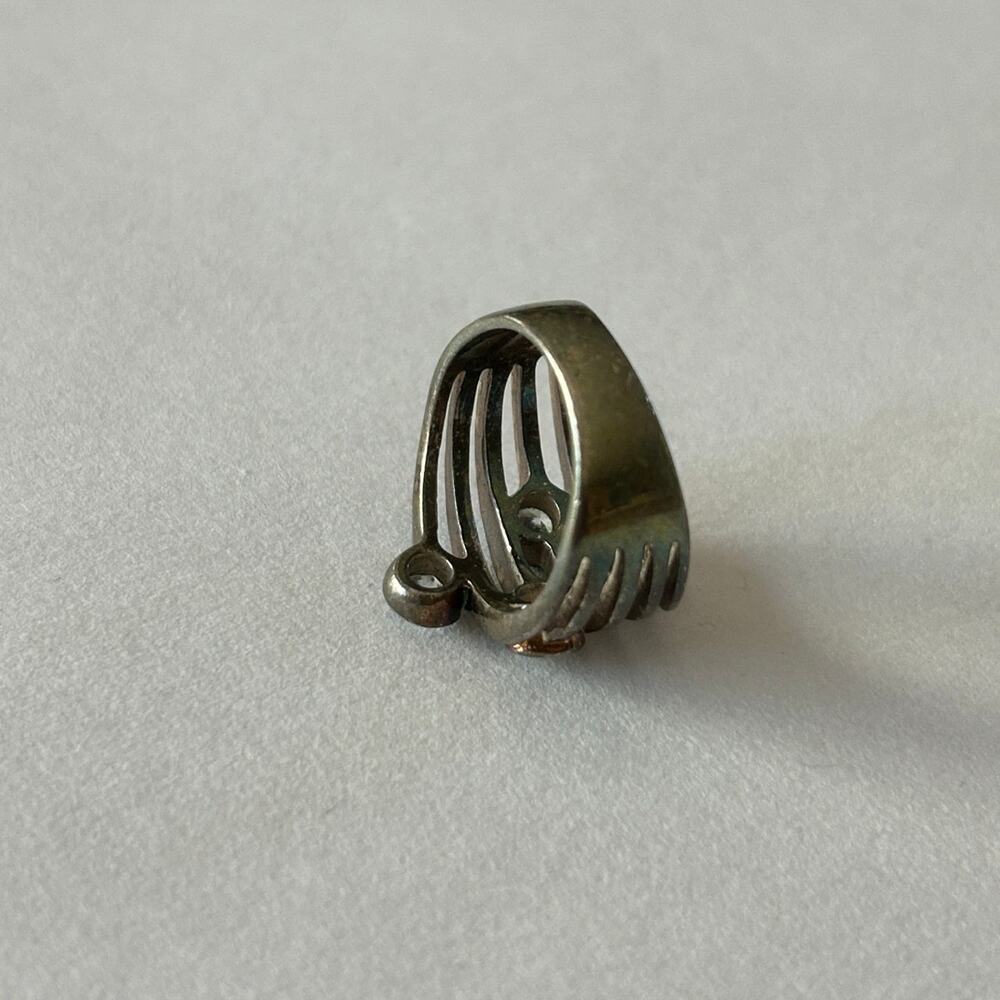 Silver-Tone Multi-Band Ring 4 Clear Stone Accents Size 6.5/7 - Picture 4 of 7